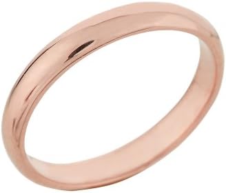 Classic 10k Rose Gold Comfort-Fit Band Dainty 3mm Wedding Ring for Women, Size 8