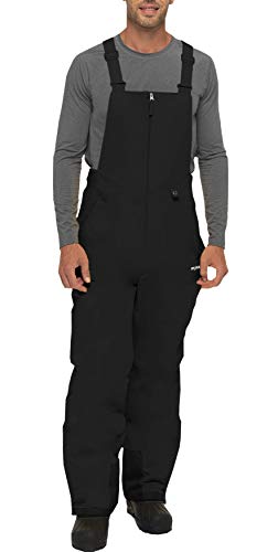 SkiGear Men’s Essential Insulated Bib Overalls, Black, X-Large/32″ Inseam