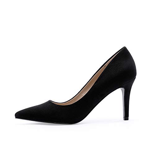 TIHOO Women's Classic Pointed Toe High Heel Dress Pumps Slip On Basic Shoes (9 M US, Black)