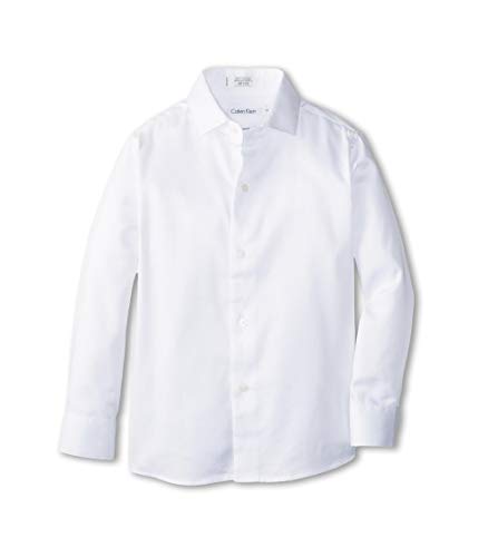 Calvin Klein Boy's Sateen Shirt (Little Kids) White 5 Little Kid