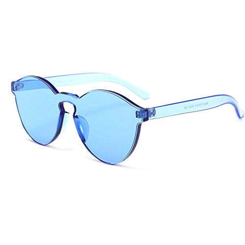 Armear Oversized One Piece Rimless Tinted Sunglasses Clear Colored Lenses (Blue, 58)