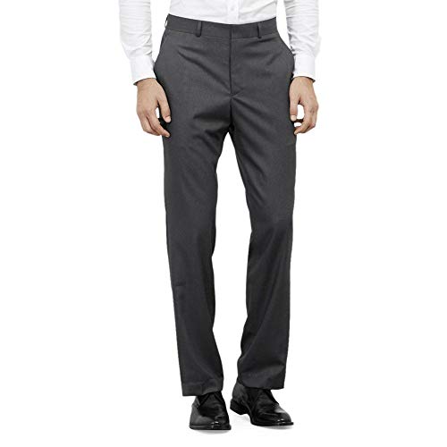 Kenneth Cole REACTION Men's Grey Solid Suit Separate Pant, Gray, 38x30