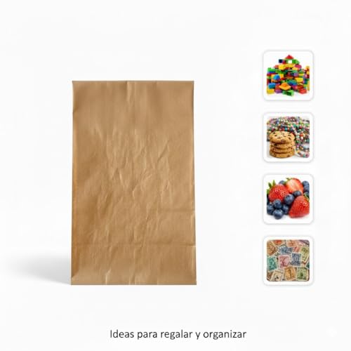 Small Kraft Paper Bags 14+5x24cm, Pack of 100 | Ecological and Recyclable, for Sandwich, Bread, Snacks, Resistant, Food Use, Hospitality