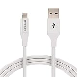 AmazonBasics Lightning to USB A Cable, Advanced Collection, MFi Certified iPhone Charger, White, 6 Foot, 2 Pack