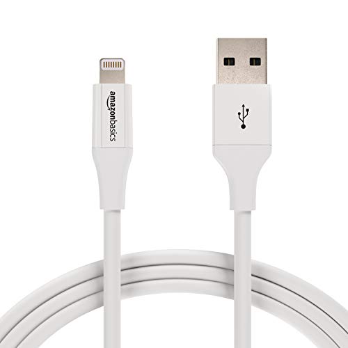 AmazonBasics Lightning to USB A Cable, Advanced Collection, MFi Certified iPhone Charger, White, 6 Foot, 2 Pack