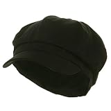 Cotton Elastic Newsboy Cap - Black (4 Sizes: XS/S, M/L, XL/2XL, 2XL/3XL)