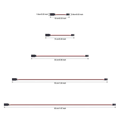 Favordrory 30 Pieces 3-Pin Extension Cable Cord Male to Female Lead Wire Connectors for Servo Extension Connection Control Board Remote Control Parts, 5 Sizes - Thumbnail 3