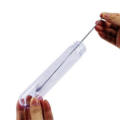 JPSOR 15pcs 155x30mm (90ml) Clear Plastic Test Tubes with Screw Caps and 1 Test Tube Brush for Scientific Experiments, Party, Decorate The House, Candy Storage - Thumbnail 2