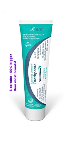 Multi-Action Activated Charcoal Toothpaste with Xylitol 6 Oz - Eliminates Bad Breath, Removes Coffee Stains, Whitens Teeth Naturally - Refreshing Mint Flavor, No SLS, No Fluoride, No Parabens