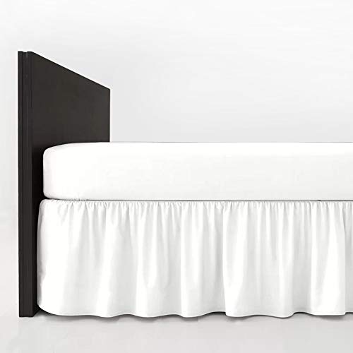 COMFORTESY Plain Dyed Poly-Cotton Frilled Bed Base Valance Sheet - Easy Care, In 20 Colours - Machine Washable (White, Super King)
