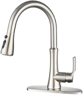 Wowow Pull Down Kitchen Faucet Single Handle High Arc Brushed