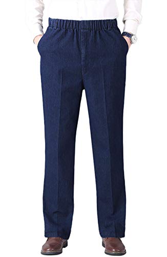 SoojunMens Casual Loose Fit Elastic Waist Jeans Denim Pants