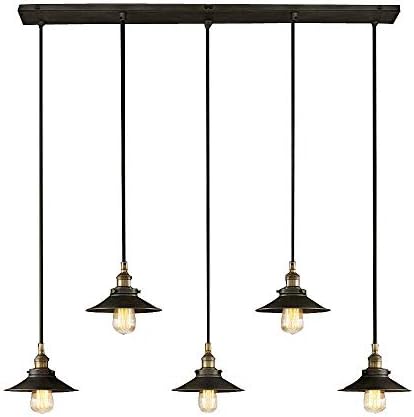 NIUYAO Pendant Lighting Wire Lamp Chandelier Industrial Iron Retro Linear Island Vintage Rustic Decorative Fixture with 5 Lights