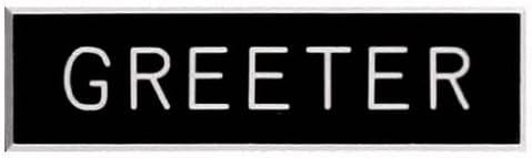 Badge-Greeter-Pin Back (5/8 x 2)-Plastic by Engraved