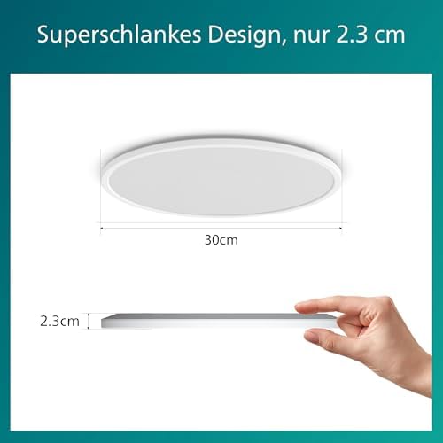 LED SceneSwitch Deckenleuchte (18 W), LED Deckenleuchte mit 3 Helligkeitsstufen und warmweißem Licht, energiesparende Raumbeleuchtung mit EyeComfort, schwarz