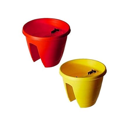 Antier Plastic Balcony Railing Planter in Multicolor 2 Pcs