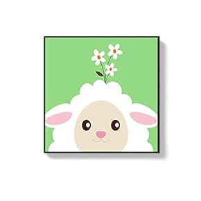 Framed Canvas Wall Art for Living Room, Bedroom Cute Cartoon Animals Canvas Prints for Home Decoration Ready to Hanging - 16x16 inches