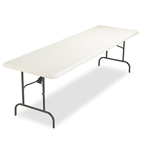 Iceberg ICE65233 IndestrucTable TOO 1200 Series Steel Legs Plastic Folding Table, 1200 lbs Capacity, 96" Length x 30" Width x 29" Height, Platinum