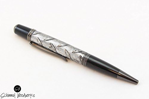 Handmade Schimmel Pen Industrial Steampunk Metal Diamond plated Aluminum with Gun Metal and Black Metal Accents. Unique look! In Gift box!