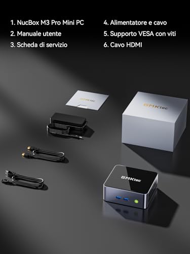 GMKtec M3 Pro Mini PC Intel Core i5-13500H (12C/16T fino a 4.7GHz), 16GB DDR4 RAM + 1TB NVMe SSD, Mini Desktop PC con Triplo Display 4K, WiFi 6, BT 5.2 e USB-C