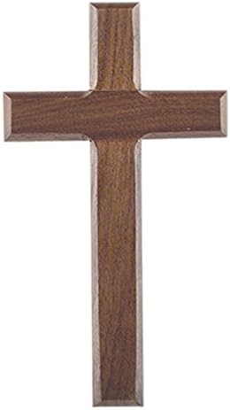 James Brennan Wooden Christian Latin Wall Cross in Walnut Finish (12 Inch)