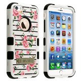 MYBAT iPhone 6 Tuff Hybrid Phone Protector Cover with Stand - Retail Packaging - Pink Fresh Roses/Black