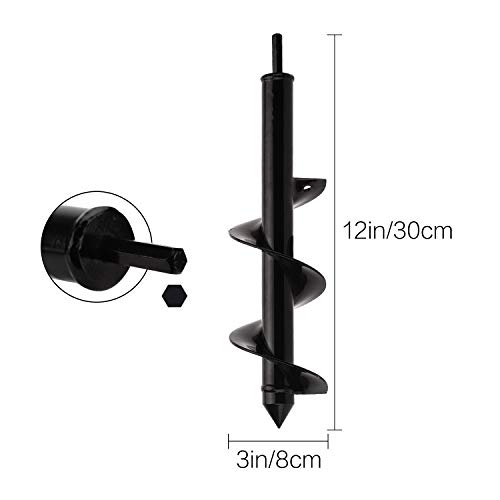 FUNTECK Bulb Planter Auger Drill Bit for Planting Bulbs and Seedlings, Fits 3/8 inch or Larger Drill (3" x 12")