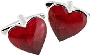 Geometric Design Red Heart Cufflinks