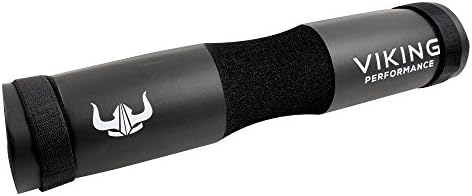 Black Barbell Squat Pad with velcro straps by Viking Performance Gear | Weightlifting Olympic and Standard Bars | Adjustable Rubber Foam Pad for Neck &amp; Shoulder Protection | CrossFit &amp; Fitness