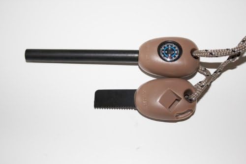 Army Firesteel With Compass + Whistle Multiple Colours