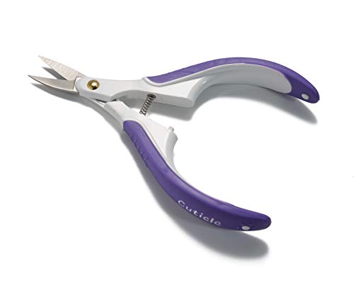 Stainless Steel Professional Curved Cuticle Scissor Cuticle Nipper Cuticle Cutter Cuticle Trimmer Cuticle Remover with Safety Cover for Dead Skin Removal (Violet)