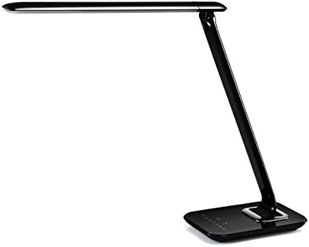 AETEE LED Desk Lamp Eye-caring with USB Charging Port Table lamp, Dimmable Table Lamp with USB, office desk Lamp eye care , Touch Control, led desk lighting , LED reading lamp, Black, 12W