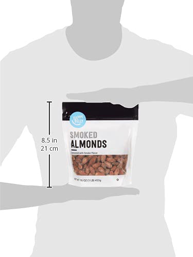 AMAZON BRAND – HAPPY BELLY SMOKED ALMONDS, 16 OUNCE (PACK OF 1)