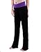 HDE Women's Color Block Fold Over Waist Yoga Pants Flare Leg Workout Leggings,Black & Purple,Medium