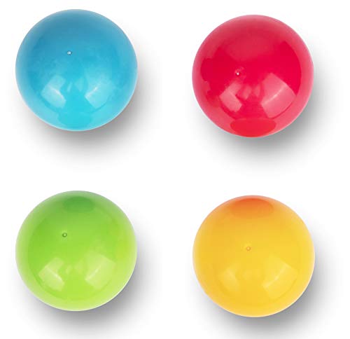 Playkidiz Super Durable Replacement Balls for Pound a Ball, Assortment of 4 Different Colored 1.75" Diameter Plastic Balls That Fit Most Pound a Ball Toys.