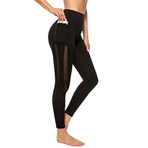 STARBILD Women’s Sexy Mesh Running Leggings with Pockets High Waist Yoga Pants