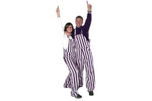 Game Bibs Purple & White Adult Striped Game Day Overalls for Men and Women - Sporting Event and Tailgating Attire