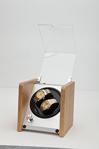 ALUNME Double Automatic Watch Winder Box,Craftmanship Bamboo Wood Watch Display Box AC Or Battery Powered Super Quiet Japanese Motor Suit for 99% Automatic Watches