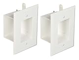 DataComm 45-0008-WH 1-Gang (2 PACK) Recessed Low Voltage Wall Cable Plate - White