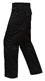 Rothco Relaxed Fit Zipper Fly BDU Pant, Black, Small