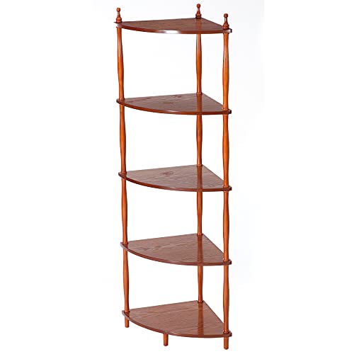 Tribesigns Corner Shelf, 5 Tier Corner Bookshelves Freestanding Small Bookcase, 65 Inch Tall