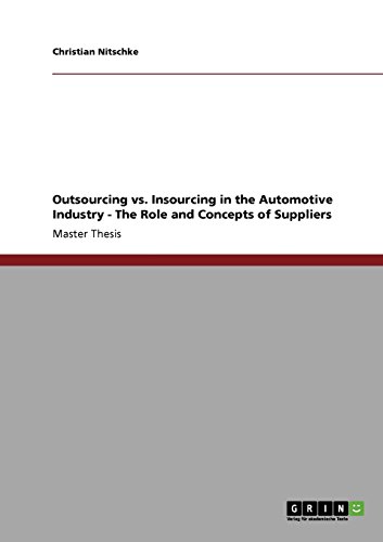 Outsourcing vs. Insourcing in the Automotive Industry. The Role and Concepts of Suppliers