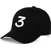 Utaly Embroidered 3 Number Dad Hat for Women Men Adjustable Streetwear Hip Hop Cap Chance-The Rapper 3 Baseball Cap Black