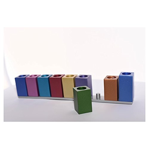 Hanukkah Menorah with Assembled Colorful Candleholders- Yair Emanuel