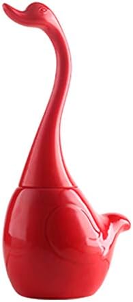 FACAI Toilet Brush and Holder, Bathroom Full Closed Toilet Brush Set Detachable Brush Novelty Swan Toilet Brush Holder,Red