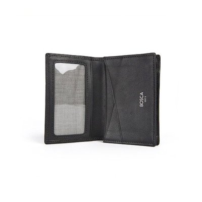Bosca Nappa Vitello Collection - Gusseted Card Case  Black Leather