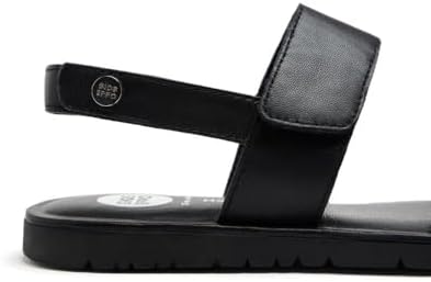 | Sandalias planas REHOBOTH| Zapato piel| Cierre ajustable niña|Negro|Talla 27