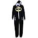 URAQT Unisex Batman Superman Print Hooded Zip Front All In One Piece Onesie Jumpsuit Black, L