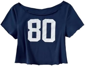Amazon.com: RoseSeek Girl's Off The Shoulder Tops Number Graphic