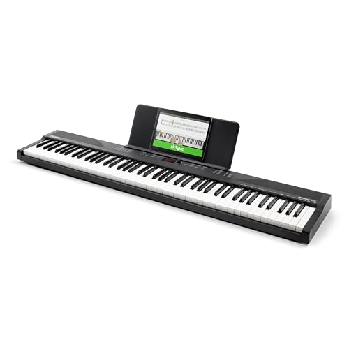 Alesis Piano con Teclado de 88 Teclas con 480 Sonidos, Altavoces, USB MIDI, Bolsa de Transporte, Soporte, Auriculares, Pedal y Lecciones de Piano para Principiantes